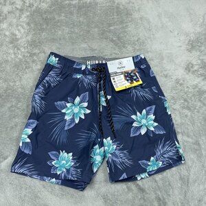 Hurley Mens Floral Swim Shorts Navy Blue Small UPF 50+ Water-Repellent a0235